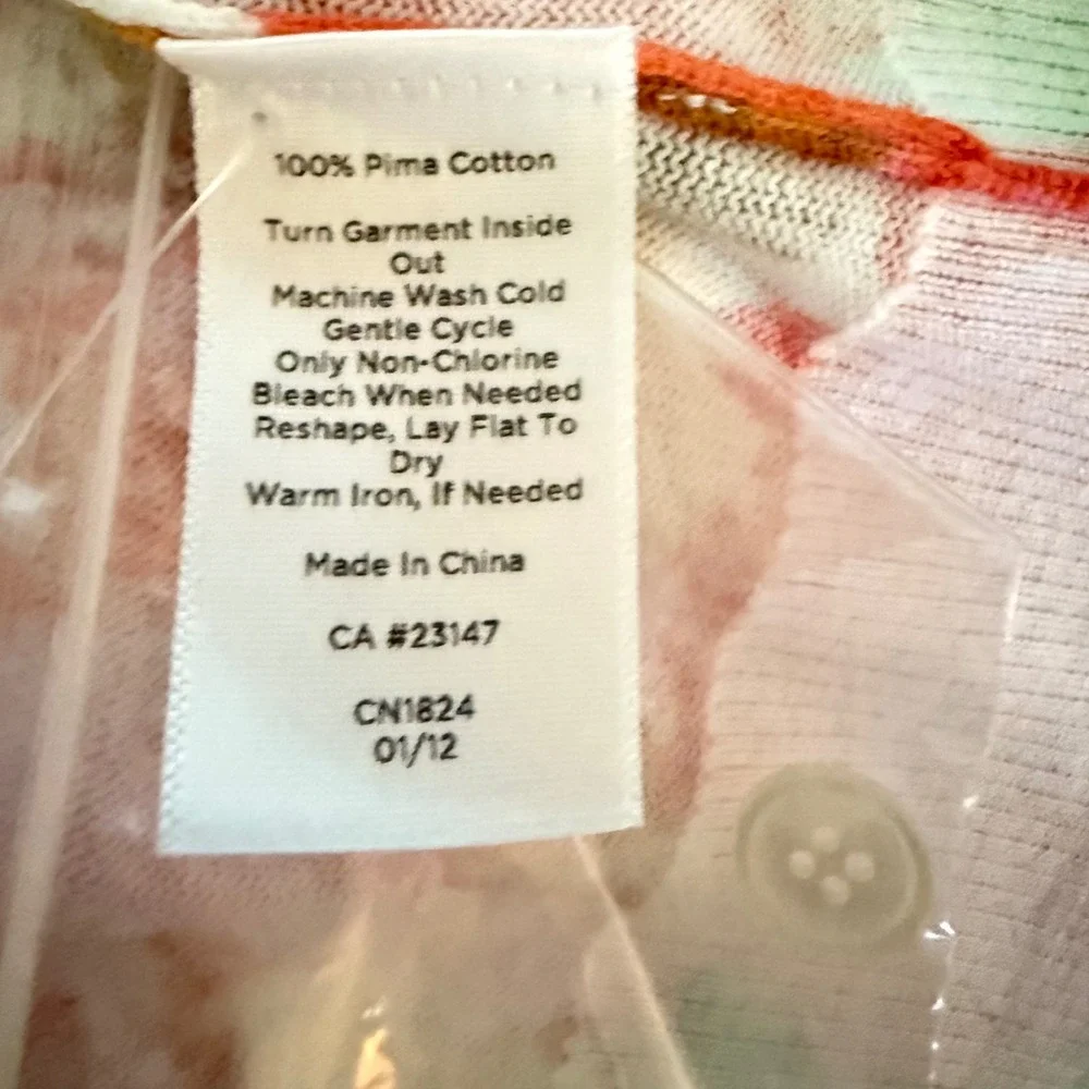 Talbots Womens Cardigan 1X Floral Print Button Front 3/4 Sleeve Pima Cotton - Picture 4 of 4